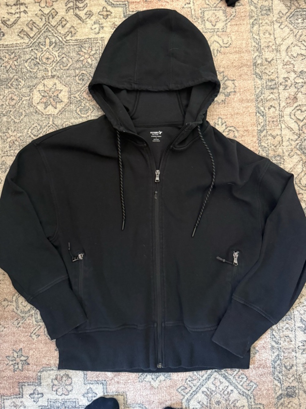 Old Navy Active Black Full-Zip Hooded Sweatshirt